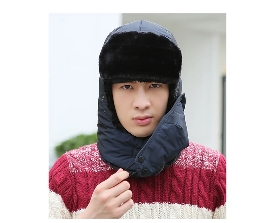 Winter Bomber Hats Men Women Fur Thickened Ear Flaps Winter Hat Earflap Caps Russian Balaclava Bomber Hats