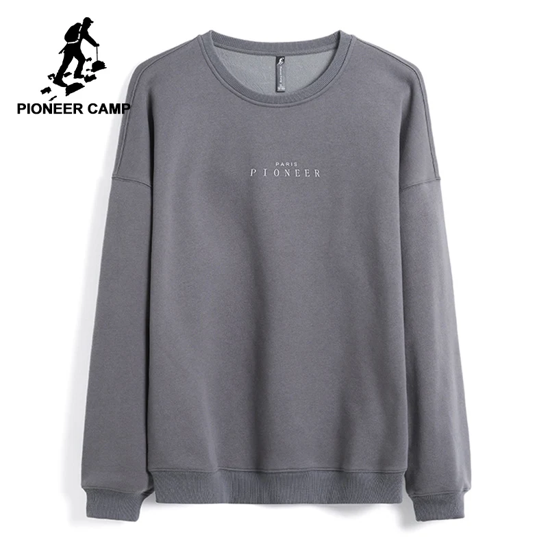 

Pioneer camp new winter fleece hoodies sweatshirt men brand clothing printed sweatshirt male quality cotton tracksuit AWY802361