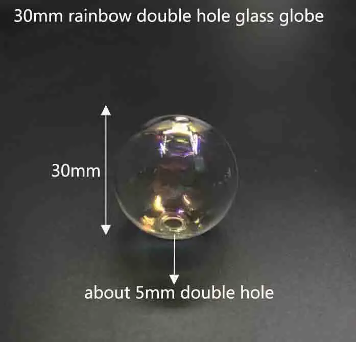 8/10/12/14/16/18/20/25/30mm Rainbow glass globe bubble round ball double hole hollow glass orb vial pendant accessories 50pcs