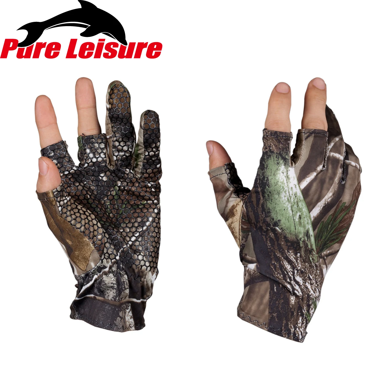 PureLeisure солнцезащитные перчатки рыболовные Guantes Pesca Mosca Gants камуфляжные охотничьи перчатки противоскользящие рыболовные перчатки