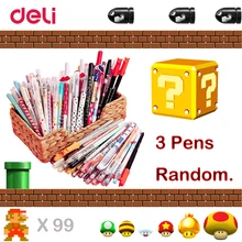 Deli lucky bag милые случайные 3 шт гелевые ручки для школы, офиса, канцелярские принадлежности, красные, синие, черные чернила для студентов, ручки для письма