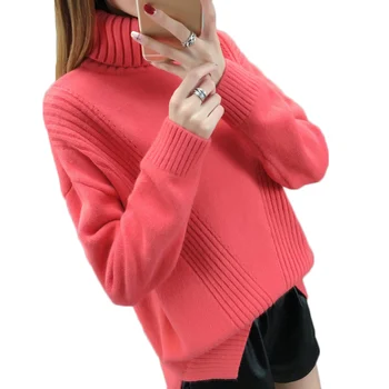 

Turtleneck Sweater Women 2018 New Autumn Winter Clothes Knit Pullover Loose Long Sleeve Warm Sweater Casual Female Tops AA274