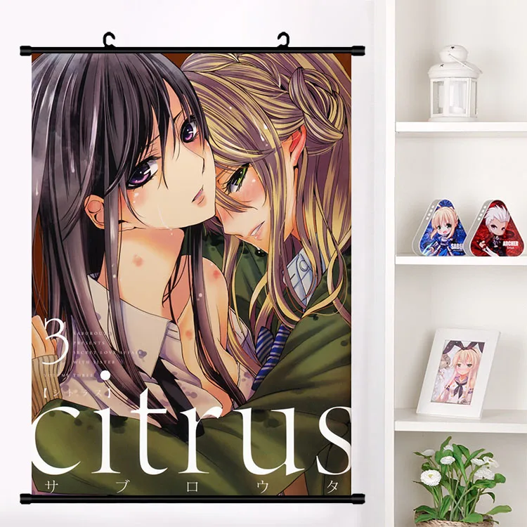 

Anime Citrus Aihara Yuzu Mizusawa Matsuri Wall Scroll Mural Poster Cartoon Wall Hanging Poster Home Decor Collection