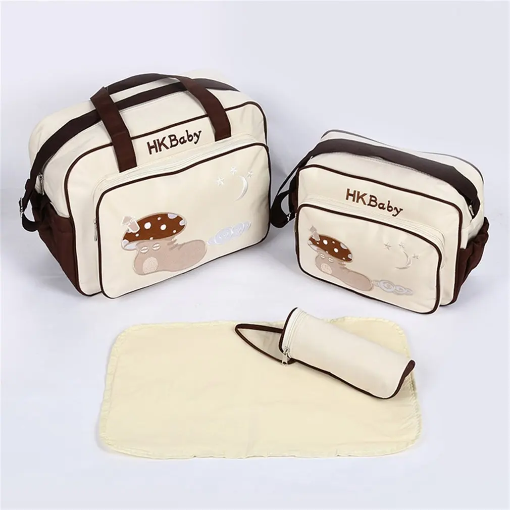 Большой Ёмкость 4 шт./компл. пеленки Рюкзаки Мода Мумия материнства подгузник Baby сумка рюкзак дизайнер кормящих сумка Baby Care - Цвет: Beige