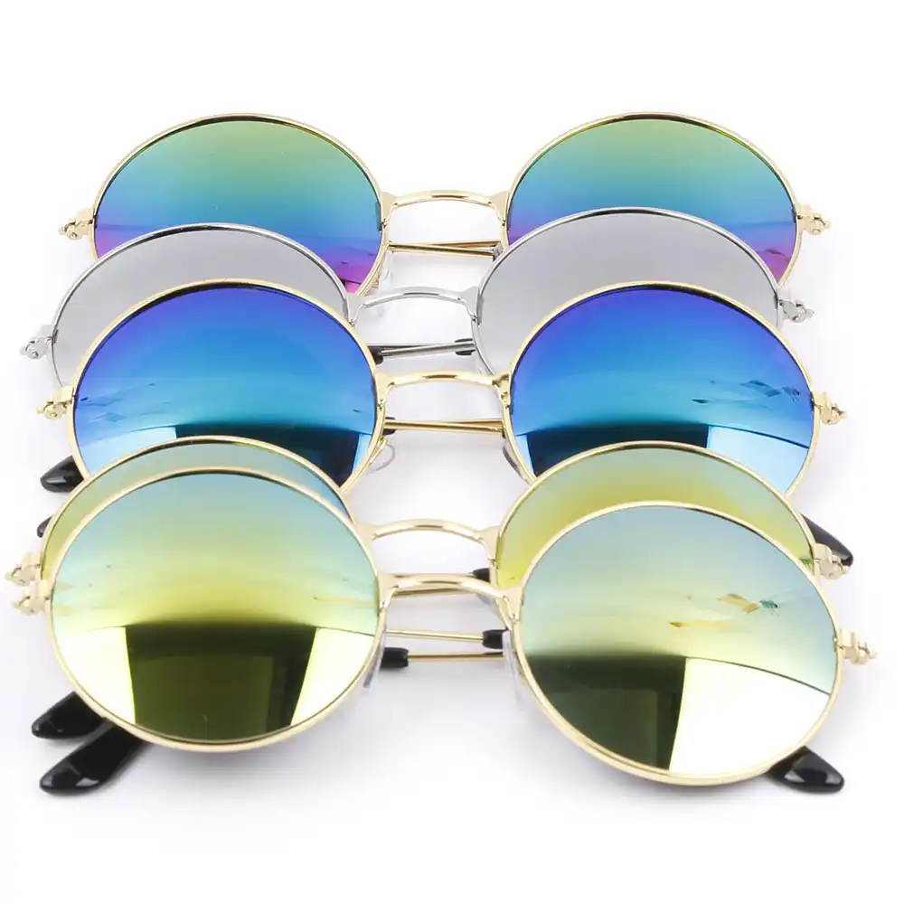 Men Women Retro Vintage Round Mirrored Sunglasses Outdoor Sports Glasses