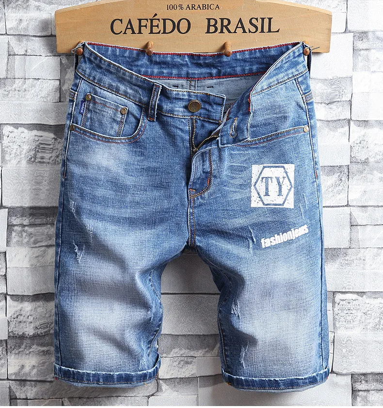 mens stretch jean shorts