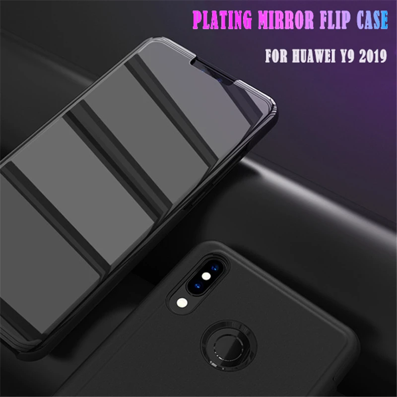 Прозрачный зеркальный кожаный чехол для Huawei Y5 Y7 Prime Y6 Y9 2018 P Smart Plus 2019 Honor 10 9 8 Lite 8X Max