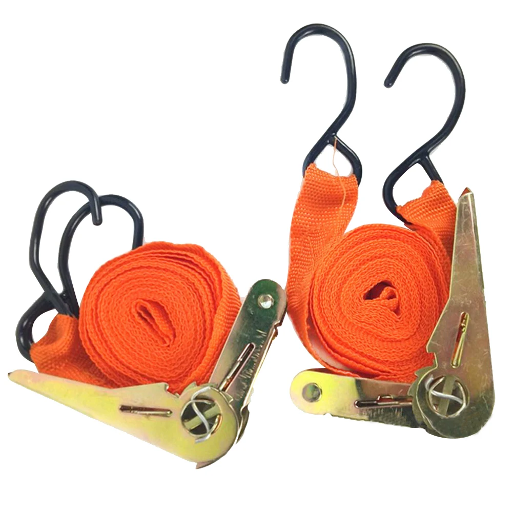 2PCS Tow Tension Rope Transport Car Cargo Truck Bike Luggage Equipment Lashing Bag Ratchet Strap Motorcycle Strong Tie Down Belt |