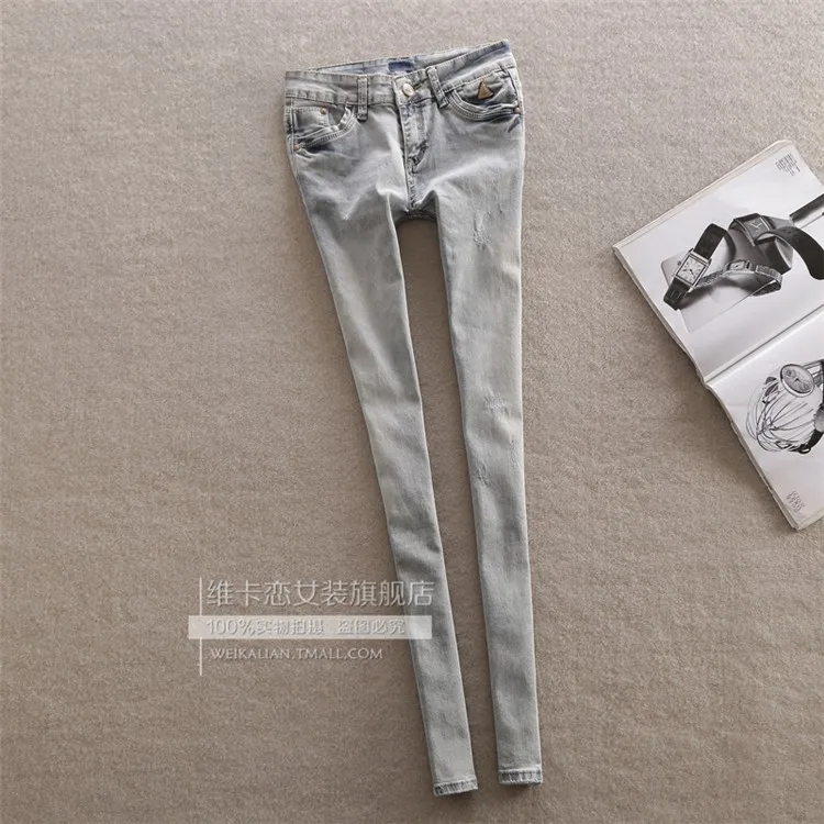 WQJGR, весенние женские джинсы с низкой талией, узкие брюки, Стрейчевые брюки, тонкие корейские джинсы для женщин