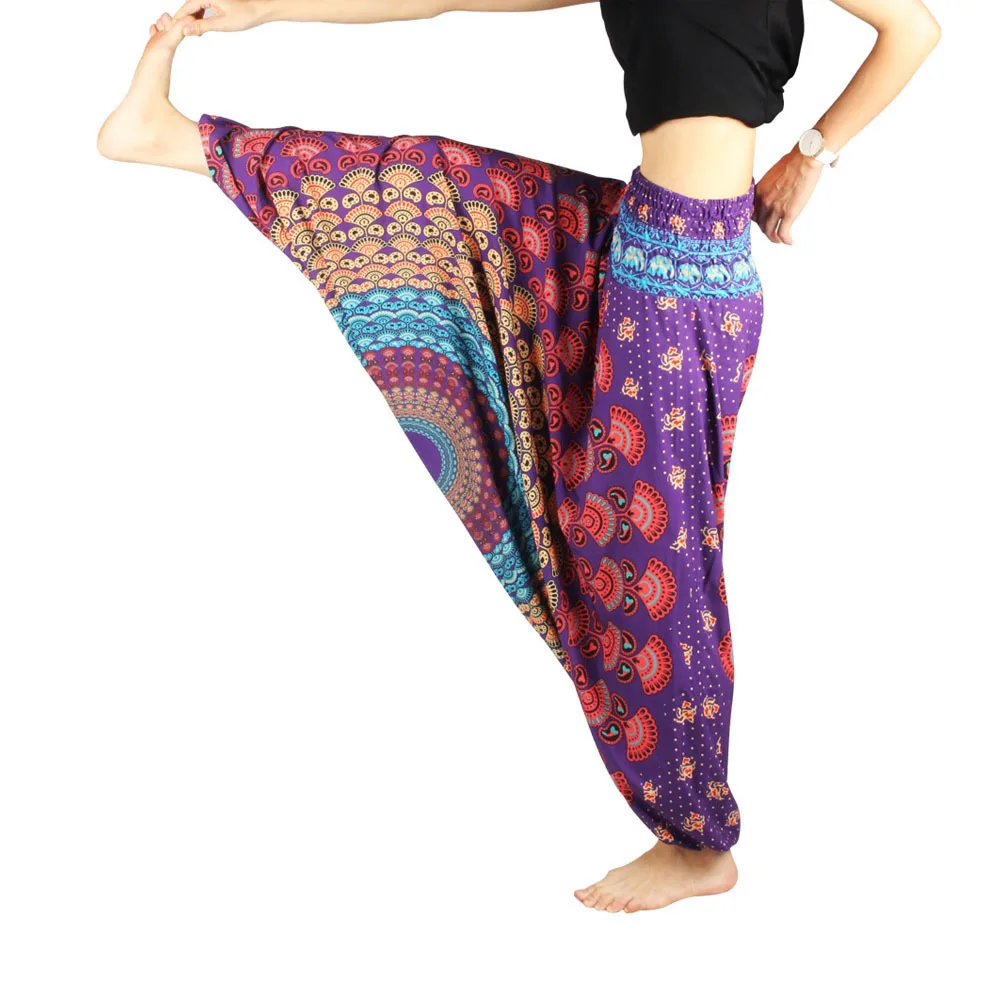 Indian Cotton Flax Harem Pants Women Indonesia Vacation Pants Wide Leg