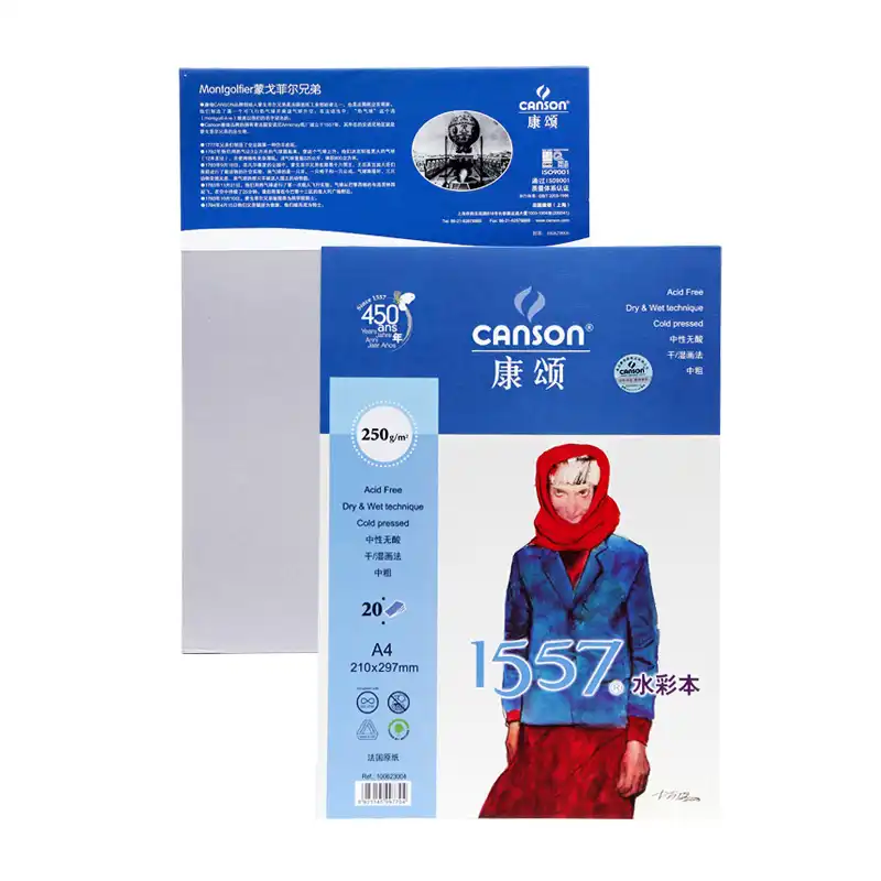 French Canson 250 г/м2 профессиональная Акварельная бумага 20 листов художника A3/A4/A5 Акварельная книга креативные школьные принадлежности - изображение