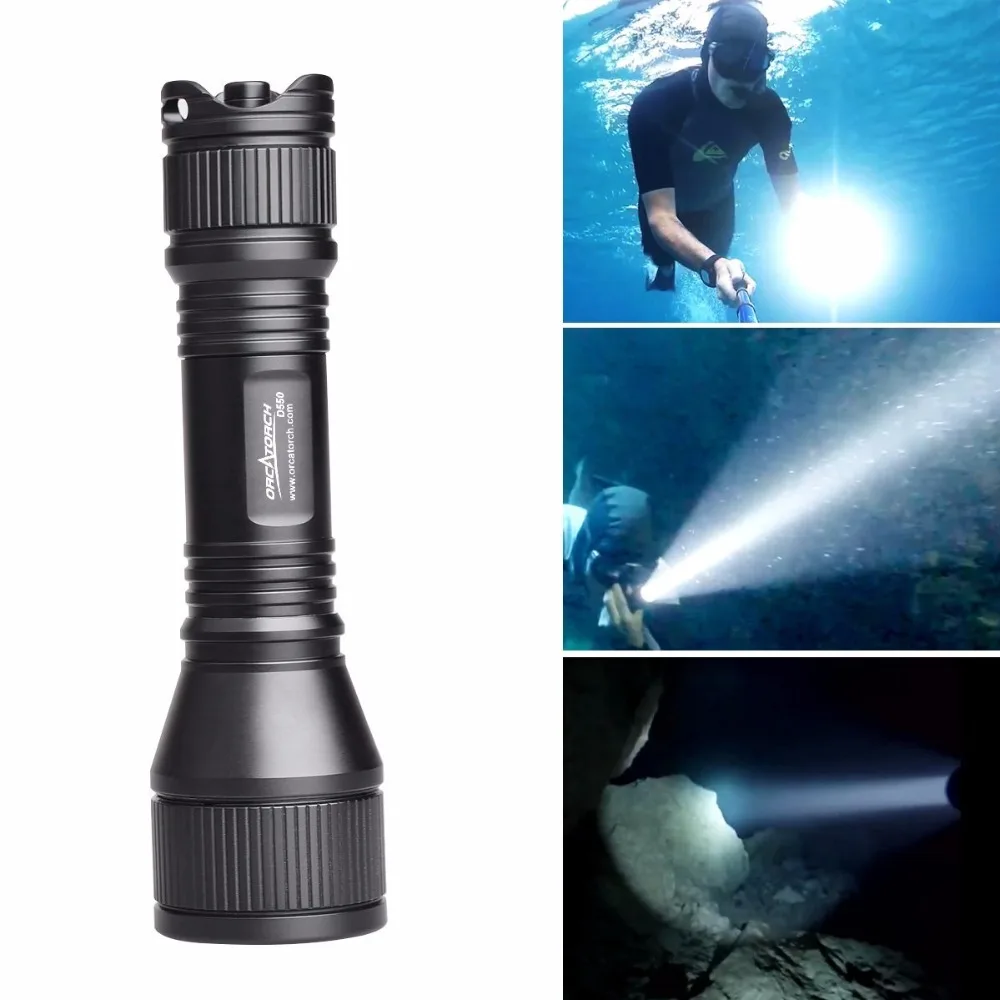 Фонарик для подводного плавания ORCA светодиодный XM L2(U4)|underwater torch light|torch lightdiving