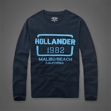 Мужская футболка из хлопка с вышивкой и длинным рукавом, футболки с круглым вырезом, топы высокого качества