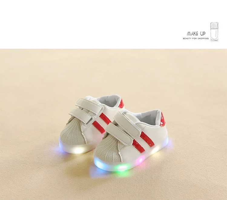 JUSTSL/Новинка осени; светильник для маленьких мальчиков и девочек; Белая обувь; детская спортивная обувь; Светодиодный фонарик; модные детские кроссовки