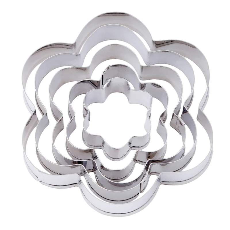 

5Pcs/Set 3D Flower Heart Form Cookie Cutters Molds Stainless Steel Cake Fruit Shaper Decorating Tool Kitchen Biscuit Baking Tool