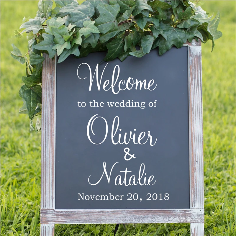 Personalised Wedding Welcome Sign Decal Sticker, Wedding Reception Vinyl Removable Waterproof Welcome Sign Decal