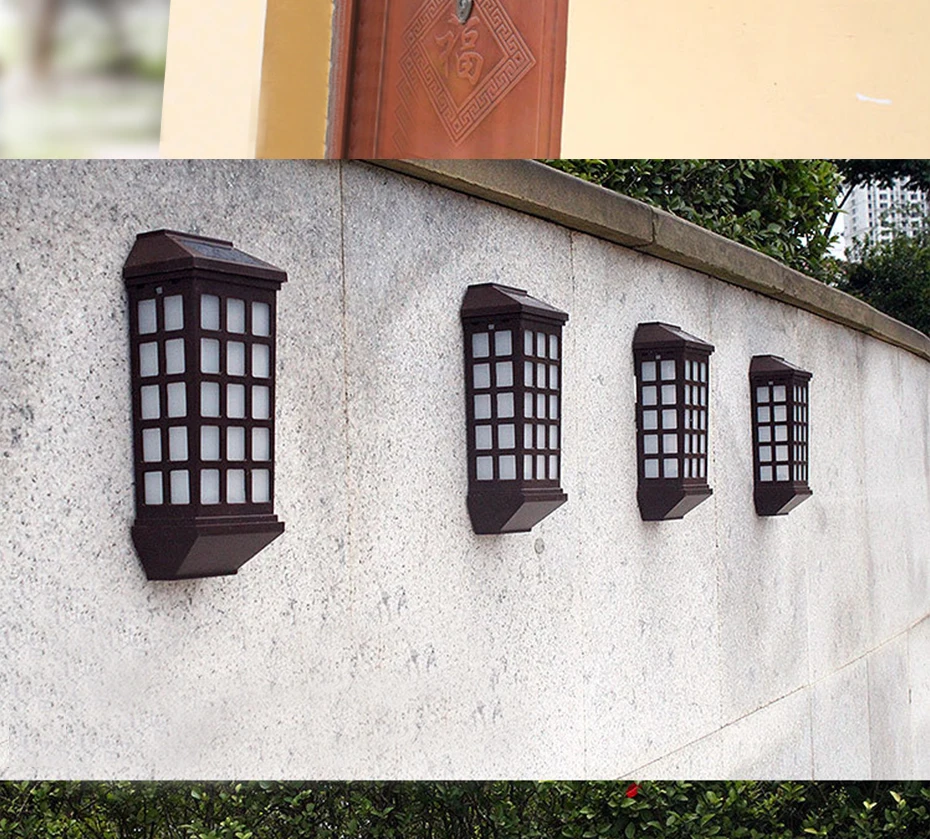 Lâmpada de Parede Solar ao ar Alimentado por Bateria Luzes para Jardim Candeeiros de Iluminação Jardim Solar Livre Decoração Pública 2 Pcs Led Luz 11 light for garden