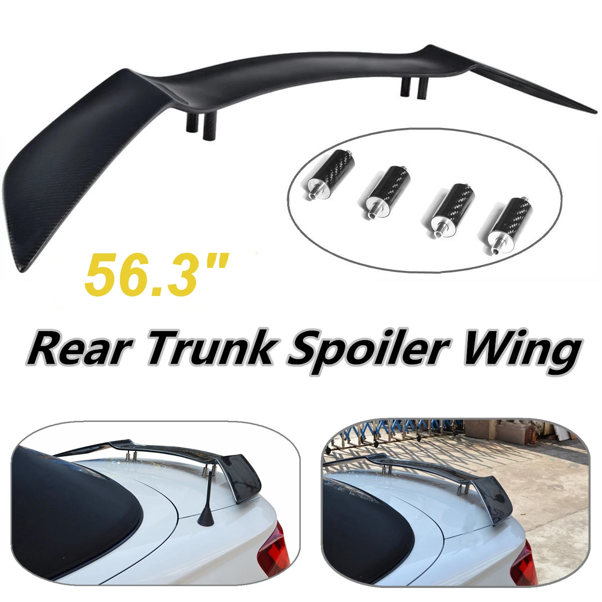 

57inch Universal Car Styling Rear Spoiler Wing Real Carbon Fiber Racing Style Tail Wings