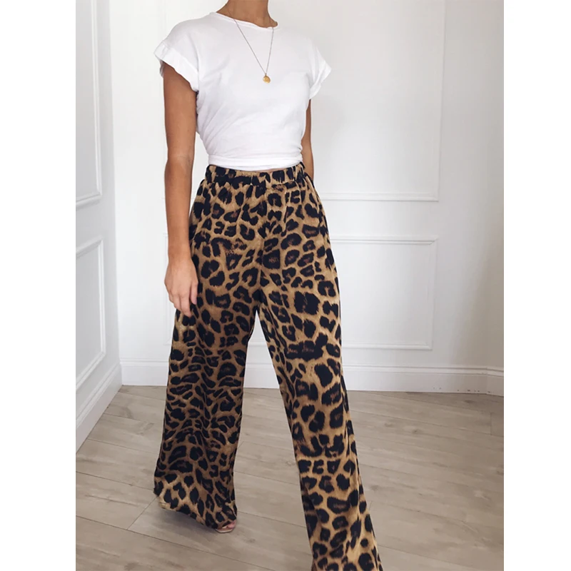 2019 Womens Printed Palazzo Wide Leg Long Loose Baggy Casual Pants Trousers Hot | Женская одежда