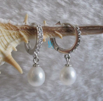 

shitou 00190 7.0*8.5mm White Freshwater Pearl Dangle Earrings Half Silver discount 40%