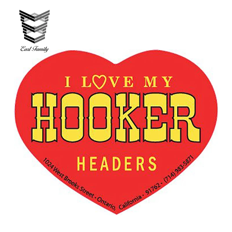 

EARLFAMILY 13cm X 10.5cm Hooker Headers Heart Stickers Die Cut Decals Car Truck Motor Laptop Tablet Cup Cell Graphic