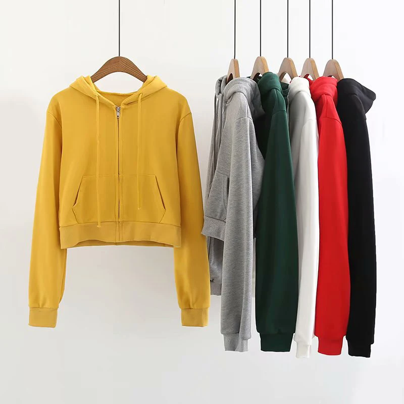GOPLUS Women Crop Short Sweatshirt Long Sleeve Cropped Hooded Hoodie Drawstring Female Zip Up Pockets Autumn Winter Hoodie C6637 GOPLUS Women Crop Short Sweatshirt Long Sleeve Cropped Hooded Hoodie Drawstring Female Zip Up Pockets Autumn Winter Hoodie C6637