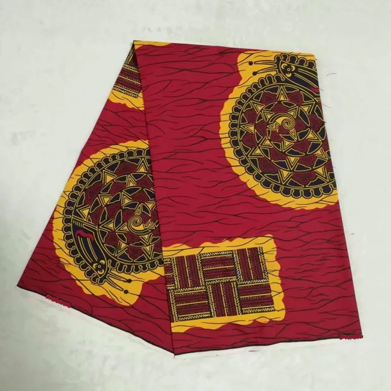 

New Style Red Color Ankara African Polyester Wax Prints Fabric Wax High Quality African Fabric for Party Dress 6Yards N90323-4