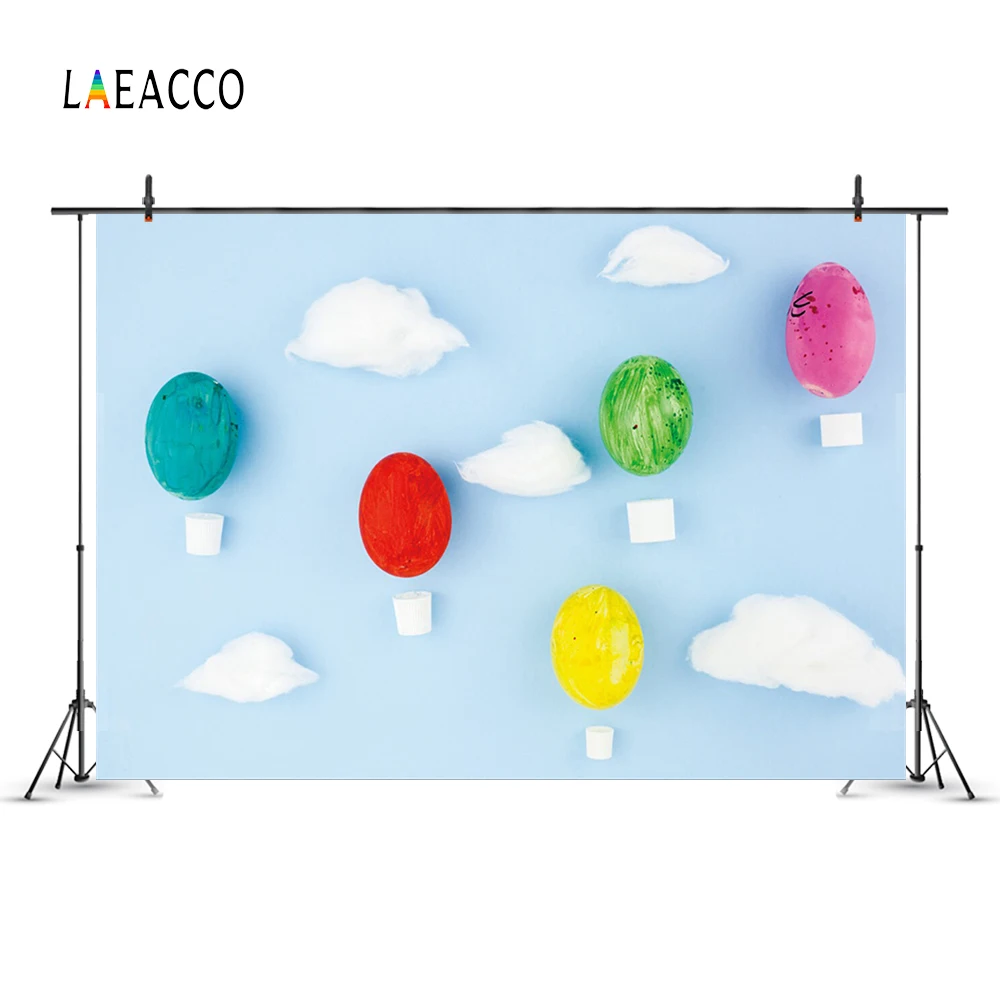 Laeacco Color Eggs Sky Clouds Baby Newborn Children Photography Backgrounds Customized Photographic Backdrops For Photo Studio