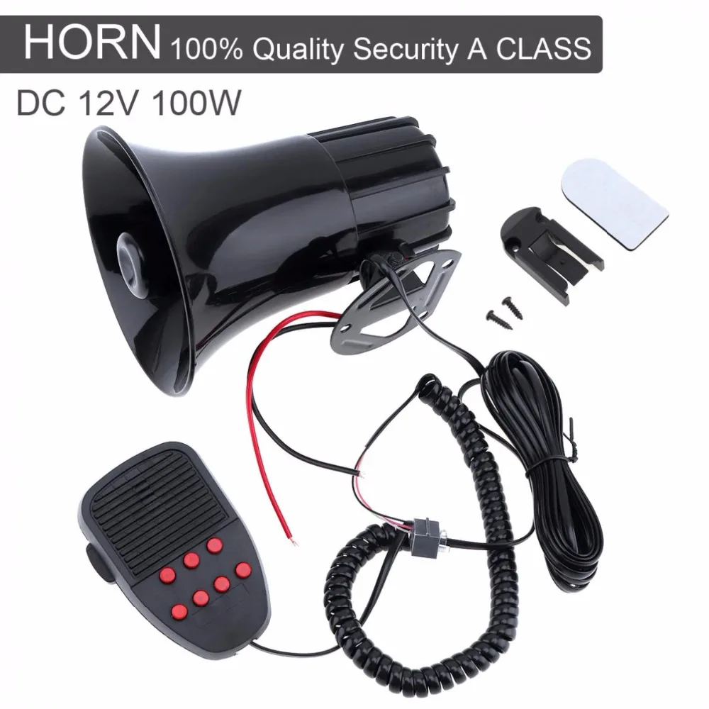 Remote Wireless Control 12V 100W 7 Sound Tones 120-150dB Loud Car//Motorcycle Warning Alarm Siren Horn