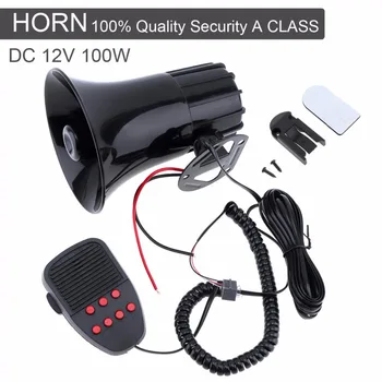 

100W 7 Sound Tones Loud Horn Auto Car Truck Vehicle Speaker Warning Alarm Siren Horn Police Fire Ambulance Loudspeaker with MIC