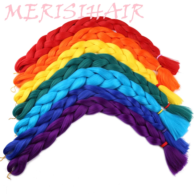 

MERISI HAIR 82 inch Synthetic Kanekalon Braiding Hair one peice 165g Crochet Jumbo Braids Hair Extensions 29 Colors Available