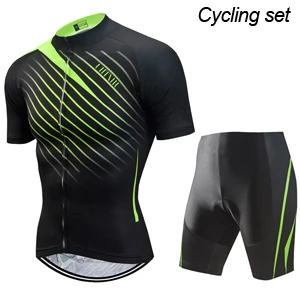 Uhtxhu, одежда для велоспорта, мужская летняя велосипедная трикотажная одежда, дышащая одежда с коротким рукавом, набор для велоспорта/комплект/костюм - Цвет: Cycling Set