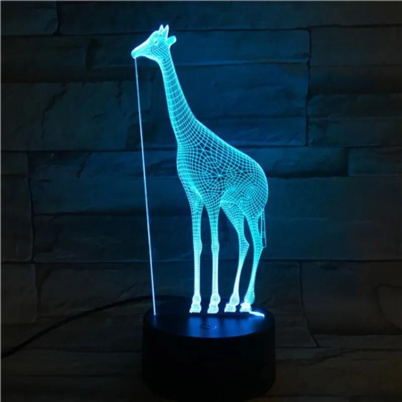 Животные Жираф 3D иллюзия Лампа RGB светодиодный USB ночник многоцветный Lampara Luminaria пеленальный столик лампы спальный Декор прикроватная