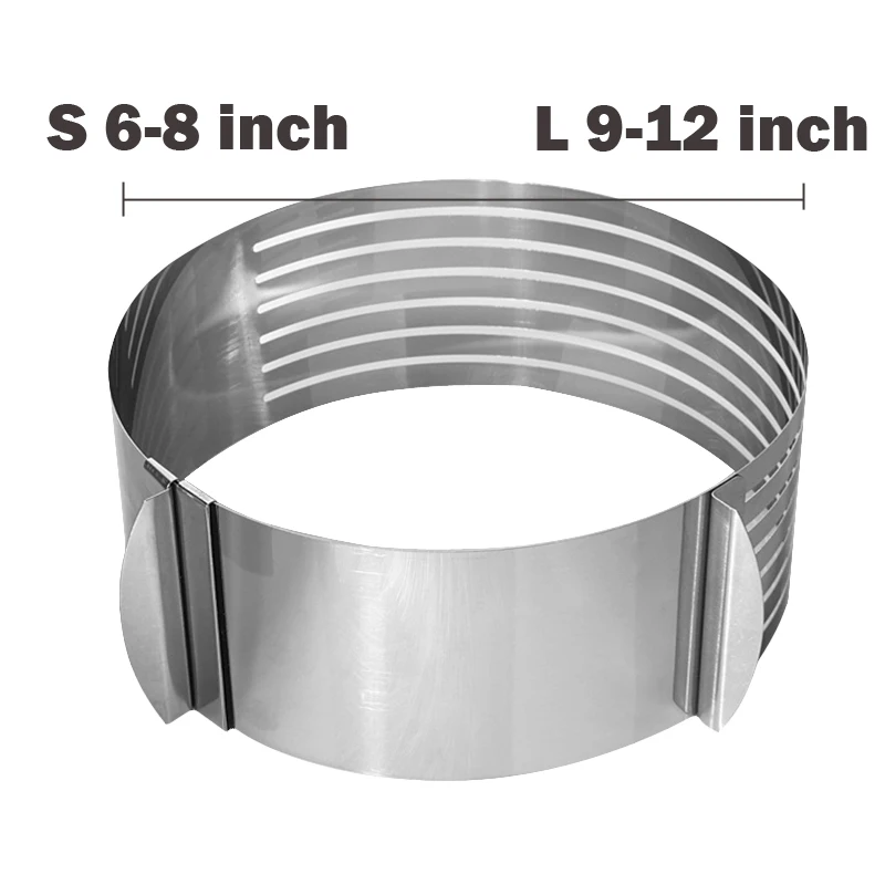 Нержавеющая сталь мусс торт слой вырезанные инструменты торт слайсер устройство плесень жаропрочная посуда, Кулинария торт кольцо металлический круг регулируемый S/L29 - Цвет: S