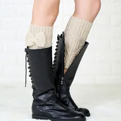 Fashion female autumn and winter new jacquard handmade bow in the tube set female knit socks leggings set Fashion female autumn and winter new jacquard handmade bow in the tube set female knit socks leggings set