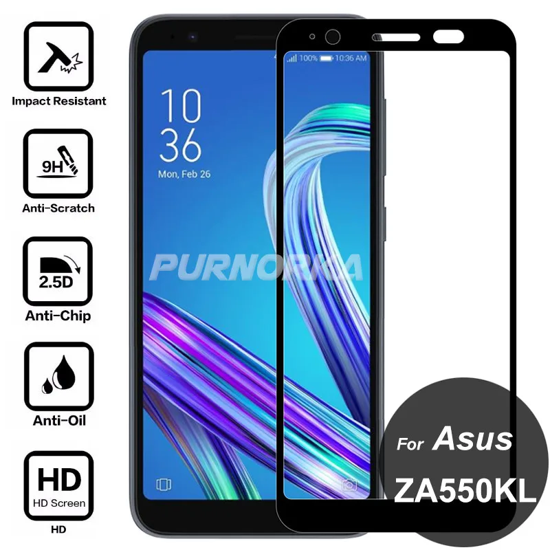 For Asus ZenFone Live L1 ZA550KL Tempered Glass Full Cover Screen Protector Protective Film ASUS ZA550 ZA 550 550KL KL X00RD | Мобильные