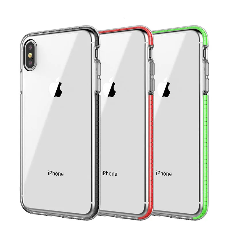 50 шт. противоударный бронированный чехол для iPhone 6 7 8 X XS Plus Прозрачный чехол для samsung S8 S9 роскошный цветной силиконовый чехол