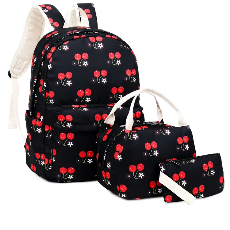 3 шт./компл. нейлоновый водонепроницаемый рюкзак с принтом женская школьная сумка для подростков девочек Студенческая книжная сумка с коробкой для ланча