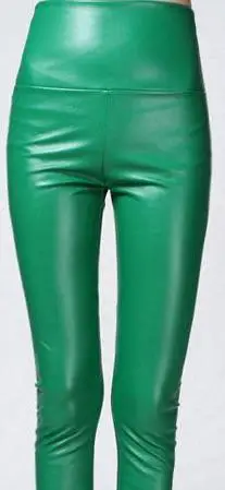 Новинка, зимние и осенние кожаные леггинсы с высокой талией, женские леггинсы высокого качества, женские леггинсы - Цвет: Emerald Green