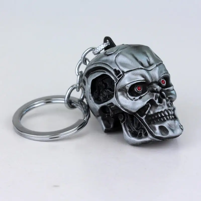 

Movie Terminator Keychain Cool 3D Skull Head Mask Key Chains Keyrings Punk Skull Keychain Chaveiro Key Holder
