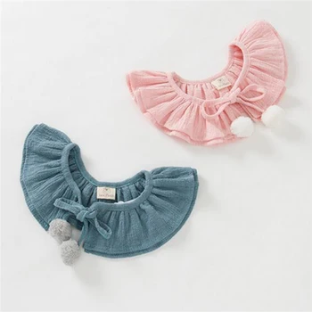

2019 Hot Korean Version Cute Girls Hair Ball Double Bow Tie Baby Girl Kid Fake False Collar Baby Lace Up Cotton Detachable Tie