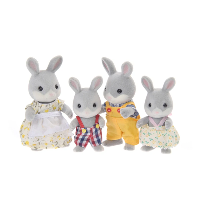 Sylvanian Families хлопковый хвост кролик семейный кукольный домик 4 шт. Набор фигурок родители и дети игрушка-подарок для девочки Новинка 41030