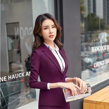 

Elegant Maroon Red Uniform Designs Formal Blazers Jackets Coat For Ladies Office Professional Outwear Female Tops Clothes