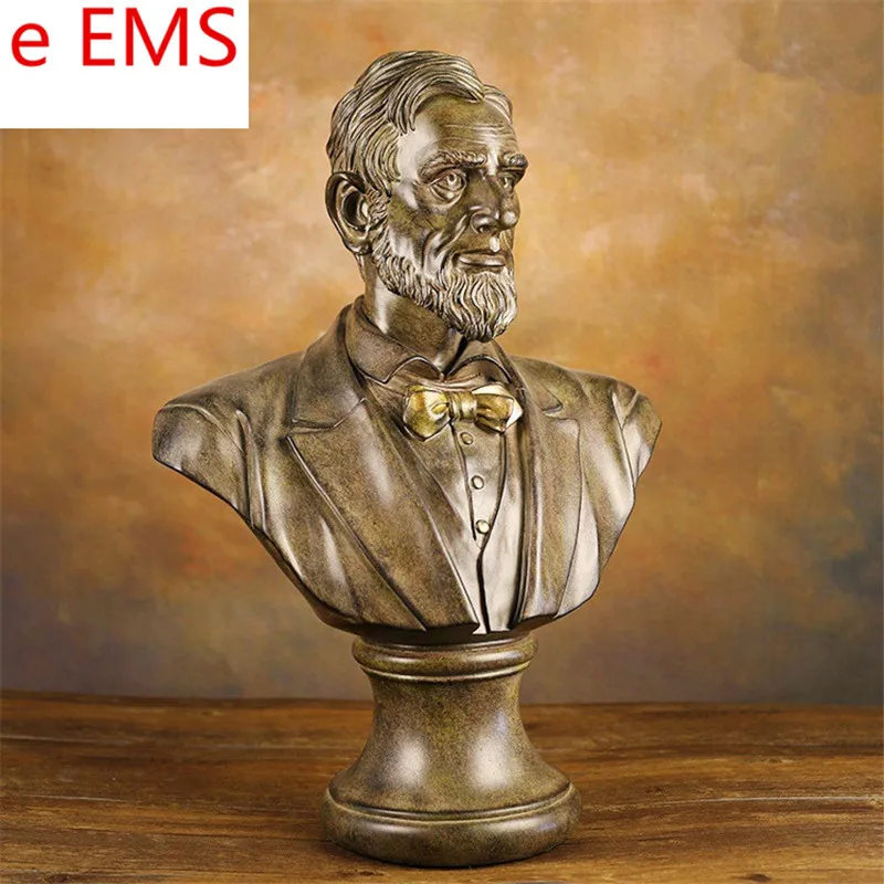 

58CM Gypsum United States of America Statue Abraham Lincoln Bust Teaching Aids Resin Art & Craft Home Decorations L2344