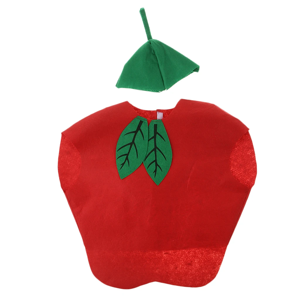 Kids One Piece Apple Costume Non-woven Fabric Fruit Outfit Party Fancy Dress
