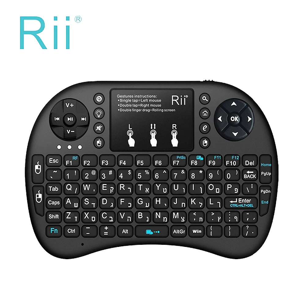 Rii i8+ 2,4G Беспроводная клавиатура английская русская испанская клавиатура с подсветкой Air mouse для Android tv BOX Mini PC