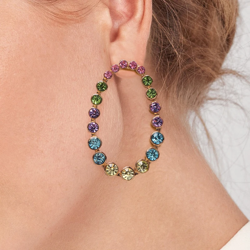 

Yhpup Trendy Simple Geometric Rhinestone Stud Earrings Luxury Crystal Bride Jewelry for Female Wedding Party Accessories 2019