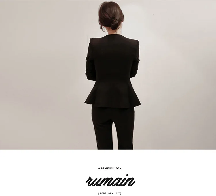 Женский костюм, Новая женская куртка высокого качества с длинными рукавами и круглым вырезом + Модные узкие брюки с высокой талией