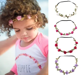 

6 Colors Fashion Baby Girl Cute Supreme Headband Bebe Kids Girls boho Flower Beach Wedding Party Garland Photo Prop Headwear