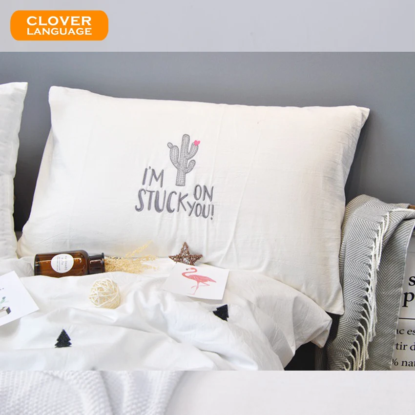 Nordic Style Bedding Decorative Pillow Case White Cotton Pillows Cactus